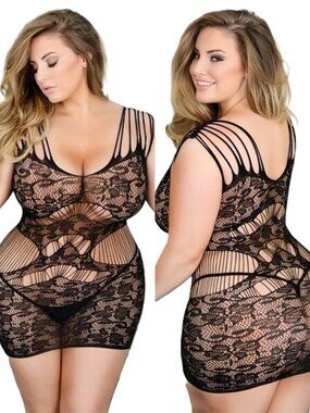 Killer Legs Multi Strap Fishnet Bodystocking Queen Plus Size Lingerie NEW